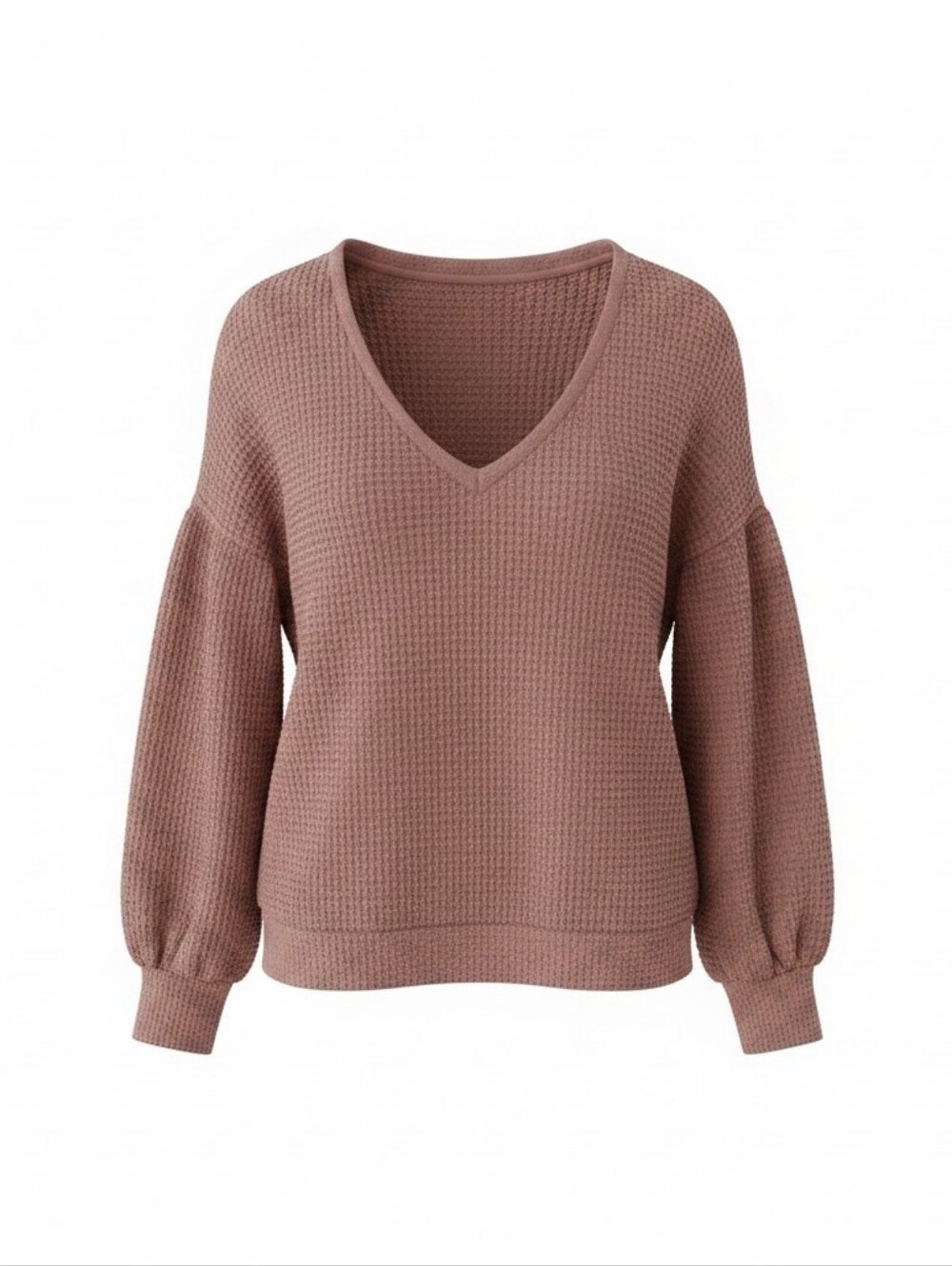 Women's V-Neck Knit Sweater - Mauve